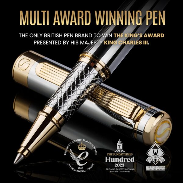 1766625491_81eshyKCujL._AC_SL1500_.jpg Scriveiner Silver Chrome Rollerball Pen - Stunning Luxury Pen, Real Gold Plating, Schmidt Ink Refill, Best Roller Ball Pen Gift Set for Men & Women, Professional, Executive Office, Fancy Pens