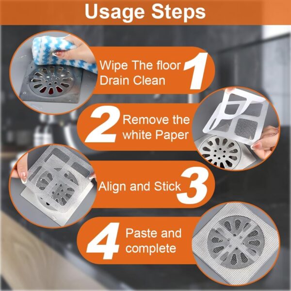 Disposable Hair Drain Stickers, New Upgrade Disposable Floor & Shower Drain Hair Catcher, Shower Drain Protector with Mesh Cover & Square Screen (20)