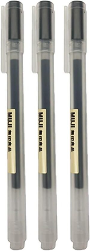Muji Gel Ink Ball Point Pen, Black, 0.5mm, Pack of 3 (Japan Import)