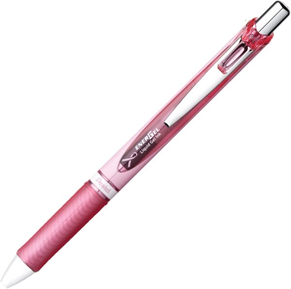 Pentel Pink BCA EnerGel Retractable Liquid Gel Pen, (0.7mm), Medium Line, Metal Tip, Pink Barrel, Black Ink, Pack of 3 (BL77PBP3A-BC)