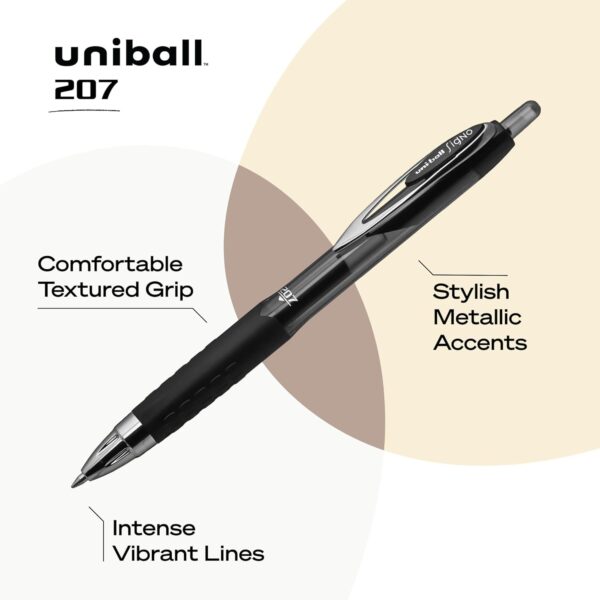 61570Di8p-L._SL1500_.jpg uni-ball 207 Retractable Gel Pens Medium Point, 0.7mm, Black, 12 Pack