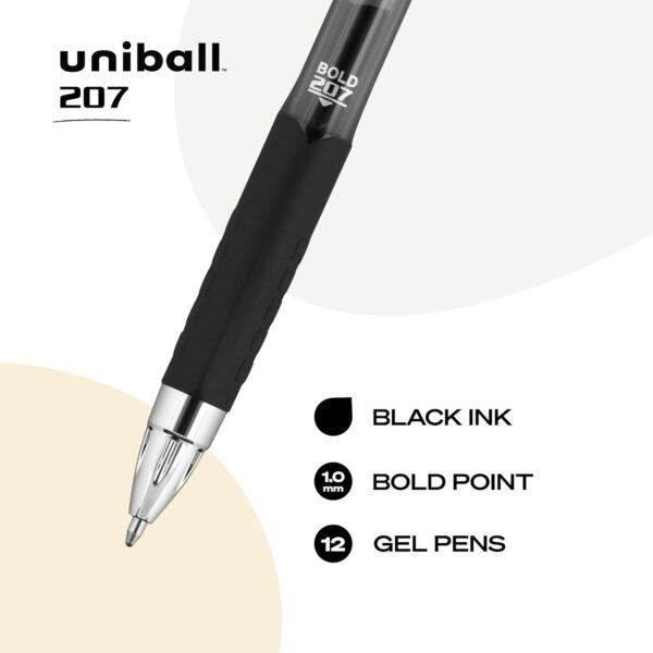 61GjrUvSrL._AC_SL1500_.jpg uni-ball 207 Retractable Gel Pens Bold Point, 1mm, Black, 12 Pack