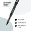 Uniball Vision Rollerball Pen - 12 Pack, Black Pens, 0.5mm Micro Tip Size - Smooth Writing Japanese Pens, School Supplies