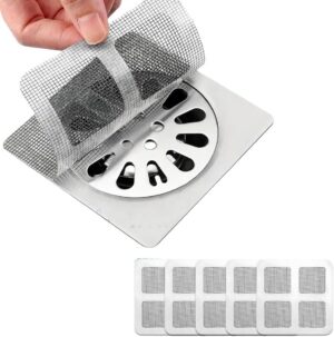 Disposable Hair Drain Stickers, New Upgrade Disposable Floor & Shower Disposable Hair Drain Stickers, New Upgrade Disposable Floor & Shower Drain Hair Catcher, Bathroom Shower Drain Protector with Mesh Cover & Square Screen (10)