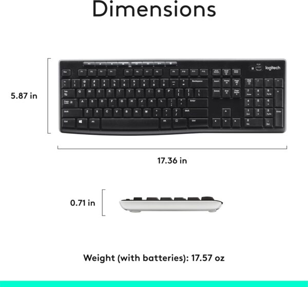 61J3rFluBdL._AC_SL1500_.jpg Logitech K270 Wireless Keyboard for Windows, 2.4 GHz Wireless, Full-Size, Number Pad, 8 Multimedia Keys, 2-Year Battery Life, Compatible with PC, Laptop, Black