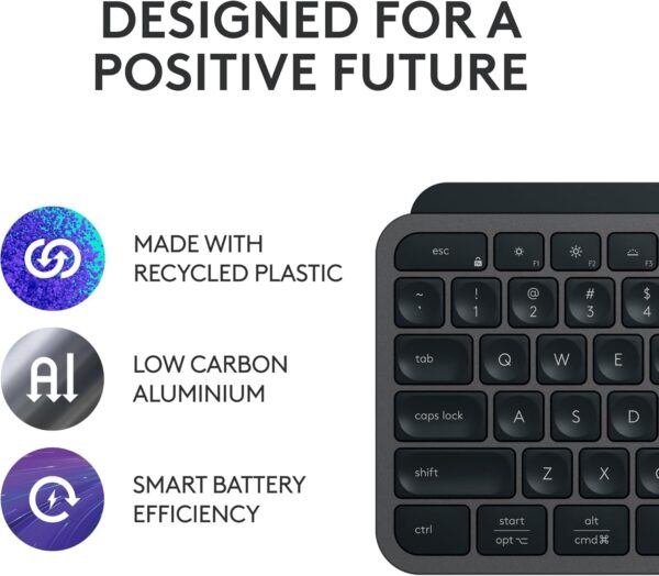 Logitech MX Keys S Wireless Keyboard, Low Profile, Fluid Precise Quiet Typing, Programmable Keys, Backlighting, Bluetooth, USB C Rechargeable, for Windows PC, Linux, Chrome, Mac - Graphite