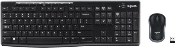 Logitech MK270 Wireless Keyboard and Mouse Combo for Windows, 2.4 Logitech MK270 Wireless Keyboard and Mouse Combo for Windows, 2.4 GHz, 8 Multimedia Keys, PC, Laptop, Wireless Keyboard Compact Mouse Combo - Black