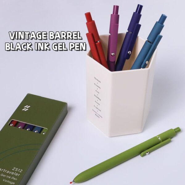 61fBv-8NdFL._AC_SL1500_.jpg Gel Pens, 5 Pcs 0.5mm Black Ink Pens Fine Point Smooth Writing Pens with Silicone Grip, High-End Series Metal Clip Retractable Pens for Journaling Note Taking (Vintage)