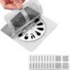 Disposable Hair Drain Stickers, New Upgrade Disposable Floor & Shower Drain Hair Catcher, Shower Drain Protector with Mesh Cover & Square Screen (20)