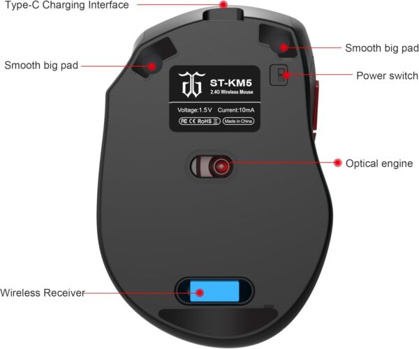 Snpurdiri 60% Wireless Gaming Keyboard and Mouse Combo, Include 2.4G Small Mini 60% Merchanical Feel Keyboard, Ergonomic Design Vertical Feel Wireless Mouse