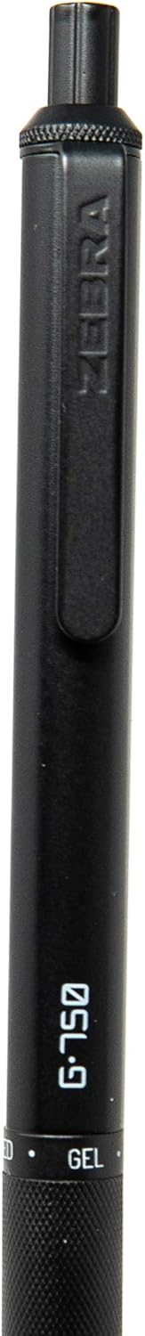 Zebra Pen G-750 Retractable Gel Pen 1-Pack, Black Ink, 0.7mm Medium Point, Black Brass Barrel, Textured Grip, Secure Metal Clip, Ideal for Office Supplies and Teacher Gifts, Refillable (49811)