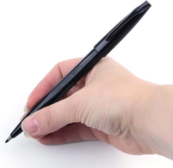 71hYo-ur6L._AC_SL1500_.jpg Pentel Sign Pen, Fiber-Tipped, Black Ink (S520-A), Box of 12