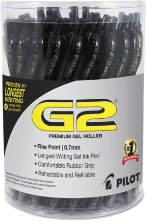 Pilot G2 Premium Gel Roller Pen, Retractable and Refillable, Fine Pilot G2 Premium Gel Roller Pen, Retractable and Refillable, Fine Point 0.7 mm, Black Ink, 36 Count