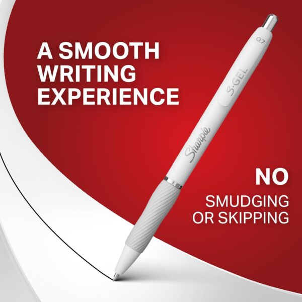 713IV9p4aGL._AC_SL1500_.jpg Sharpie S-Gel Gel Pens, Pearl White Body, Black Ink, Medium Point (0.7mm), 12 Count - For Journaling, Writing, Note-Taking, School, Office Supplies