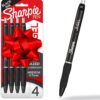 Sharpie S-Gel Pens, Medium Point (0.7mm), Black Ink, 4 Count - Ideal for Writing, Journaling, Drawing, Coloring, Note-Taking, College Supplies