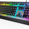 TECKNET Gaming Keyboard, USB Wired Computer Keyboard, 15-Zone RGB Illumination, TECKNET Gaming Keyboard, USB Wired Computer Keyboard, 15-Zone RGB Illumination, IP32 Water Resistance, 25 Anti-ghosting Keys, All-Metal Panel (Whisper Quiet Gaming Switch)