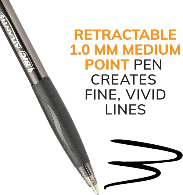 71AAeUqcTL._AC_SL1500_.jpg BIC Glide Black Retractable Ballpoint Pens, Medium Point (1.0mm), 4-Count Pack, Ultra Smooth Writing Black Pens