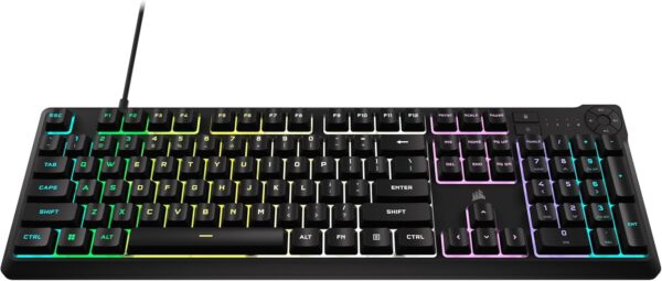 Corsair K55 CORE RGB Membrane Wired Gaming Keyboard – Quiet, Responsive Switches – Spill Resistance – Ten-Zone RGB – Media Keys – iCUE Compatible – QWERTY NA – PC, Mac – Black