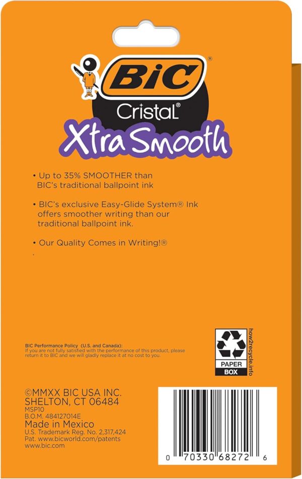 BIC Cristal Xtra Smooth Ballpoint Pen, Medium Point (1.0mm), Black, For Everyday Writing Activities, 10-Count