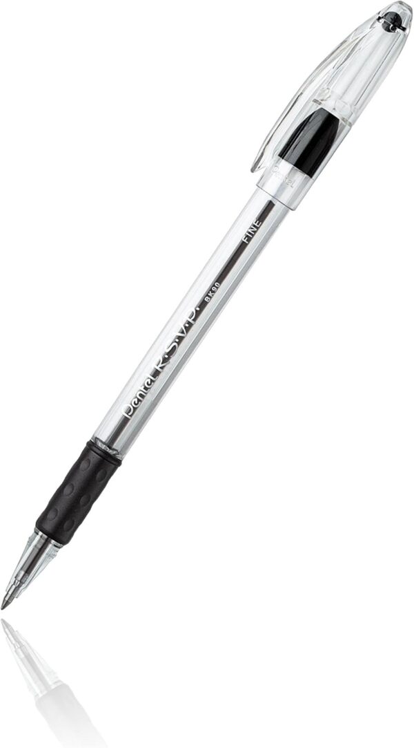 Pentel RSVP Ballpoint Pen, Fine Line, (0.7mm), Black Ink, Pack of 2 (BK90BP2A)