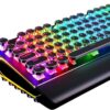 RK ROYAL KLUDGE S108 Typewriter Keyboard, Retro Mechanical Gaming Keyboard RK ROYAL KLUDGE S108 Typewriter Keyboard, Retro Mechanical Gaming Keyboard Wired 108 Keys with RGB Backlit Sidelight, Detachable Wrist Rest, Round Keycaps Blue Switches - Black