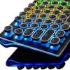 71O7PgiAYJL._AC_SL1500_.jpg RK ROYAL KLUDGE S108 Typewriter Keyboard, Retro Mechanical Gaming Keyboard Wired 108 Keys with RGB Backlit Sidelight, Detachable Wrist Rest, Round Keycaps Blue Switches - Black