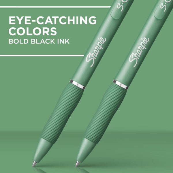 Sharpie S-Gel Gel Pens, Green Barrel, Black Ink, Medium Point (0.7mm), 4 Count - For Home, Office, College, Journaling, Drawing, Note-Taking, Writing