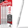Sharpie S-Gel Pens, Medium Point (0.7mm), Pearl White Body, Black Ink, 4 Count - Ideal for Writing, Journaling, Drawing, Coloring, Note-Taking, College Supplies