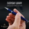 Scriveiner Midnight Blue Rollerball Pen - Stunning Blue Lacquer Luxury Pen, Chrome Finish, Schmidt Ink Refills, Men & Women, Professional, Executive Office, Nice Pen
