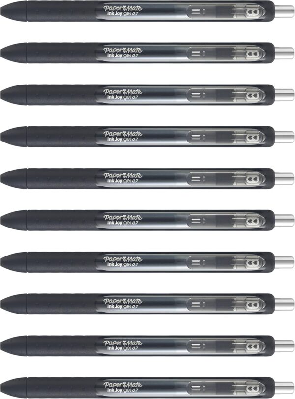 71Wss5MbpBL._AC_SL1500_.jpg Paper Mate InkJoy Black Gel Pens Medium Point (0.7 mm) Comfort Grip 10 Count Fast Dry Ink Ideal for Smooth Writing