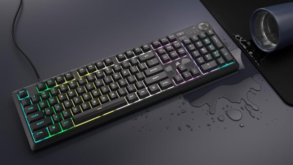 Corsair K55 CORE RGB Membrane Wired Gaming Keyboard – Quiet, Responsive Switches – Spill Resistance – Ten-Zone RGB – Media Keys – iCUE Compatible – QWERTY NA – PC, Mac – Black