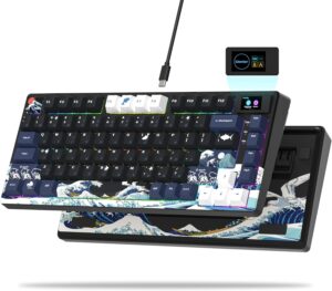 Womier S-K80 75% Keyboard with Color Multimedia Display Mechanical Gaming Womier S-K80 75% Keyboard with Color Multimedia Display Mechanical Gaming Keyboard Creamy Sound, Wired Hot Swappable Gasket Mount RGB Custom Key board, Pre-lubed Stabilizer for Mac/Win, Black Kanagawa