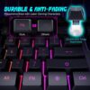 71iI4TTDwvL._AC_SL1500_.jpg Gaming Keyboard, 7-Color Rainbow LED Backlit, 104 Keys Quiet Light Up Keyboard, Wrist Rest, Whisper Silent, Anti-ghosting Multimedia Keys, Waterproof USB Wired Keyboard for PC Mac Xbox