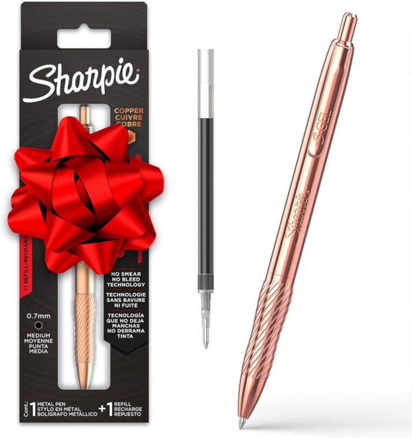 Sharpie S-Gel Gel Pen, Copper Metal Body, Medium Point (0.7mm), Sharpie S-Gel Gel Pen, Copper Metal Body, Medium Point (0.7mm), Black Ink, Includes 1 Pen and 1 Additional Ink Refill