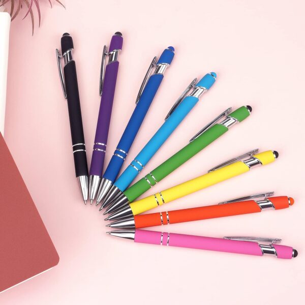 8 Pack Ballpoint Pen 2-in-1 Stylus Retractable Ballpoint Pen with Stylus tip, Metal Stylus Pen for Touch Screens, 1.0 mm Black Ink