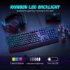 71pMXaHHcL._AC_SL1500_.jpg Gaming Keyboard, 7-Color Rainbow LED Backlit, 104 Keys Quiet Light Up Keyboard, Wrist Rest, Whisper Silent, Anti-ghosting Multimedia Keys, Waterproof USB Wired Keyboard for PC Mac Xbox