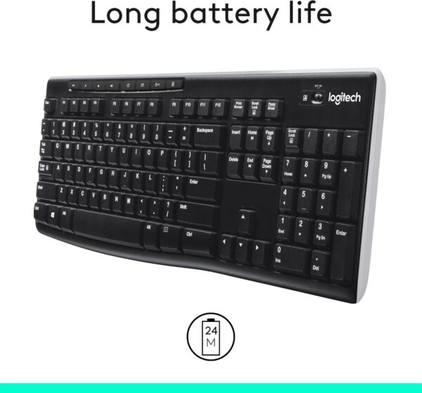 71q5ccDvTlL._AC_SL1500_.jpg Logitech K270 Wireless Keyboard for Windows, 2.4 GHz Wireless, Full-Size, Number Pad, 8 Multimedia Keys, 2-Year Battery Life, Compatible with PC, Laptop, Black