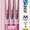 Pentel Pink BCA EnerGel Retractable Liquid Gel Pen, (0.7mm), Medium Line, Metal Tip, Pink Barrel, Black Ink, Pack of 3 (BL77PBP3A-BC)