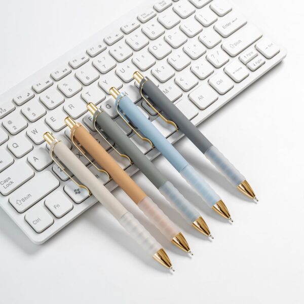 Linbsunne Ballpoint Pens Black Medium Point 1mm Pen with Super Soft Grip Ball Point Pen for Men Women Retractable Pens (gold-12 pcs)