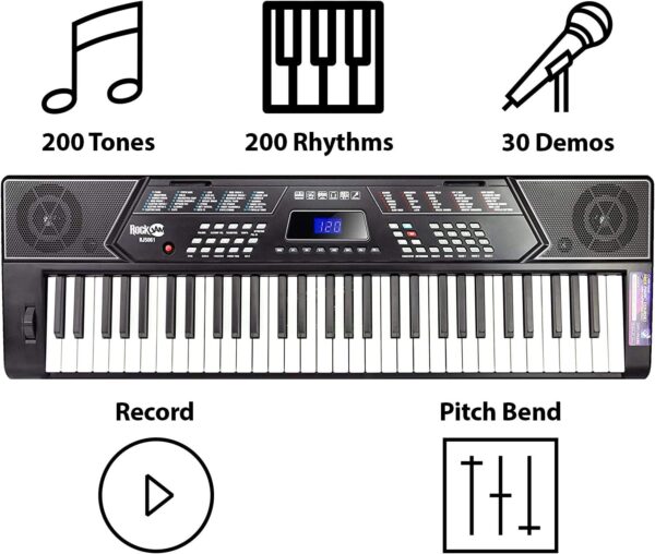 71sbxit2YuL._AC_SL1500_.jpg RockJam 61 Key Keyboard Piano Stand With Pitch Bend Kit, Piano Bench, Headphones, Simply Piano App & Keynote Stickers