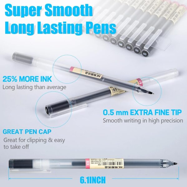 Premium Black Gel Pens, [0.5mm] Extra Fine Point Pens Smooth Writing Ballpoint Pens for Japanese Office School Stationery Supply (12 Packs)
