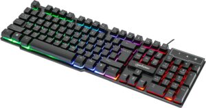 MANHATTAN RGB LED USB Gaming Keyboard - Full Size, Rainbow MANHATTAN RGB LED USB Gaming Keyboard - Full Size, Rainbow Backlight, Spill-Resistant, Quiet Keystrokes, 12 Multimedia Function Keys, for Computer, PC, Desktop, Gamer – 3 Yr Mfg Warranty - 180603