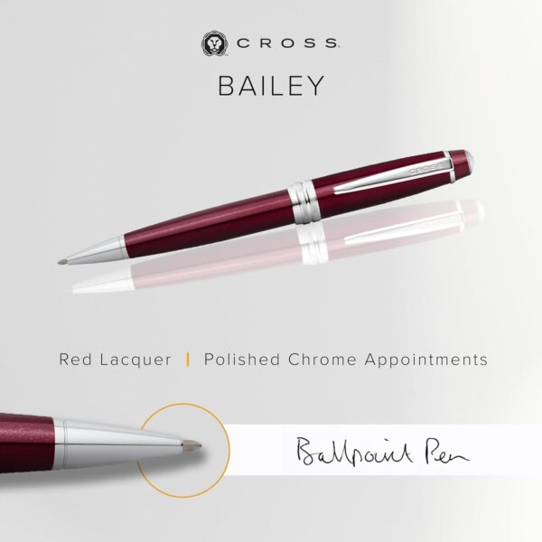 71uifj36YEL._AC_SL1500_.jpg Cross Bailey Refillable Ballpoint Pen Presented in a Premium Gift Box - Medium Point, Black Ink, Red