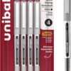 uni-ball Vision Stick Roller Ball Pens, Fine Point, Black Ink, Pack of 4