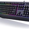 Gaming Keyboard, 7-Color Rainbow LED Backlit, 104 Keys Quiet Light Gaming Keyboard, 7-Color Rainbow LED Backlit, 104 Keys Quiet Light Up Keyboard, Wrist Rest, Whisper Silent, Anti-ghosting Multimedia Keys, Waterproof USB Wired Keyboard for PC Mac Xbox