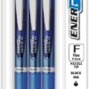 Pentel EnerGel RTX Retractable Liquid Gel Pen, (0.5mm), Fine Line, Needle Tip, Blue Ink, Pack of 3 (BLN75BP3C)