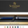 Scriveiner Midnight Blue Rollerball Pen - Stunning Blue Lacquer Luxury Pen, Chrome Finish, Schmidt Ink Refills, Men & Women, Professional, Executive Office, Nice Pen