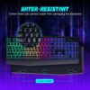 815eoAV5f1L._AC_SL1500_.jpg Gaming Keyboard, 7-Color Rainbow LED Backlit, 104 Keys Quiet Light Up Keyboard, Wrist Rest, Whisper Silent, Anti-ghosting Multimedia Keys, Waterproof USB Wired Keyboard for PC Mac Xbox