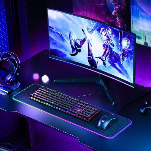 Redragon Mechanical Gaming Keyboard Wired, 11 Programmable Backlit Modes, Hot-Swappable Red Switch, Anti-Ghosting, Double-Shot PBT Keycaps, Light Up Keyboard for PC Mac