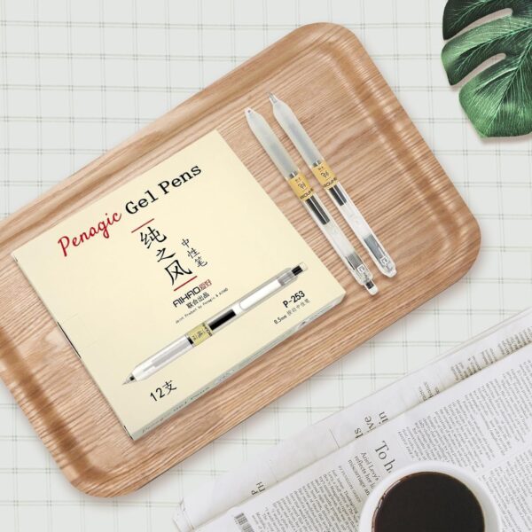 12 Pcs, Gel Pens 0.5mm, Retractable Pens, Black Pens 0.5 Fine Point, Style of Japanese Gel Pen, Retractable Gel Pens for Asian Korean Japan Office School Supplies